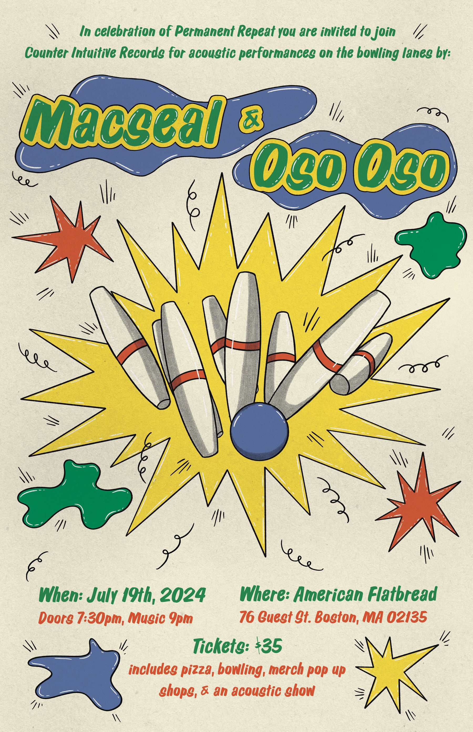 Macseal + Oso Oso Bowling Tickets - Brighton, MA 2024